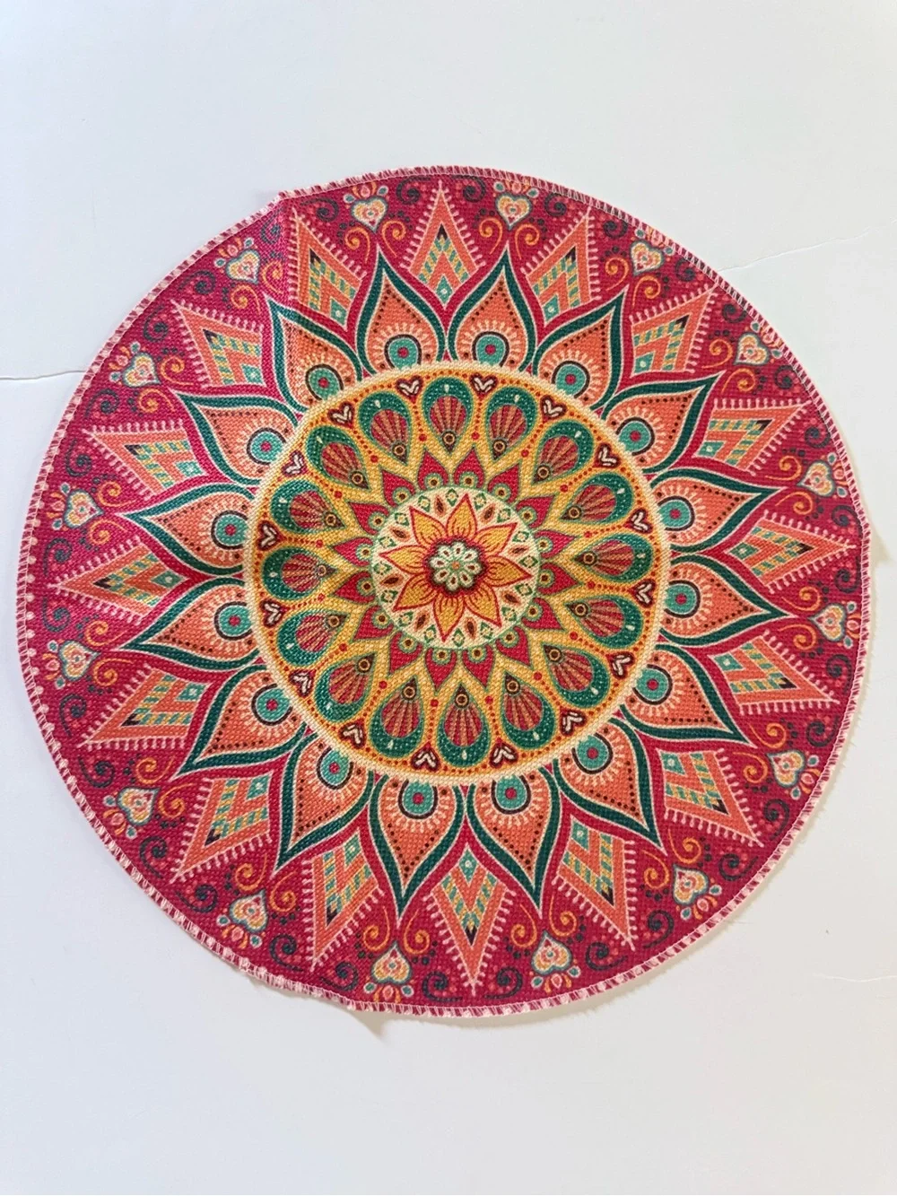 Set of 4 round table fabric table mats .. Bright Boho Vibrant